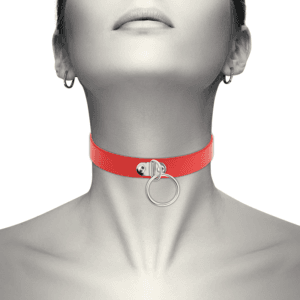 COQUETTE – CHIC DESIRE COLAR DE COURO VEGANO VERMELHO ACESSÓRIO FETISH MULHER