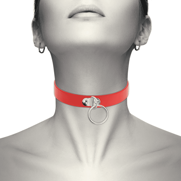 Ilhaerotica - COQUETTE - CHIC DESIRE COLAR DE COURO VEGANO VERMELHO ACESSÓRIO FETISH MULHER