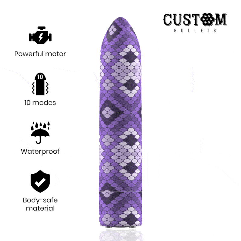 Ilhaerotica - CUSTOM BULLETS - RECHARGEABLE SNAKE PURPLE MAGNETIC BULLET 10V