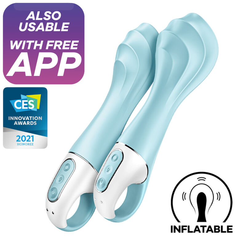 Ilhaerotica - SATISFYER - AIR PUMP VIBRADOR 5+ APLICATIVO VIBRADOR INFLVEL G-SPOT AZUL