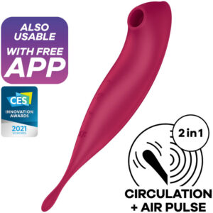SATISFYER – TWIRLING PRO+ ESTIMULADOR DE PULSO DE AR E APLICATIVO VIBRADOR VERMELHO