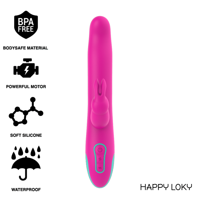 Ilhaerotica - HAPPY LOKY - PLUTO COELHO VIBRADOR E ROTADOR RELÓGIO COM TECNOLOGIA SEM FIO COMPATÍVEL