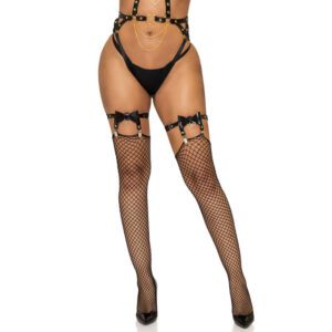 LEG AVENUE – LIGUERO ALTO DE CUERO VEGANO TALLA ÚNICA – NEGRO