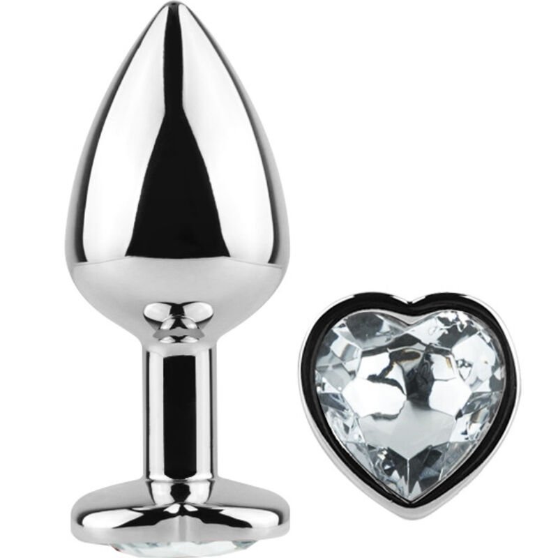 Ilhaerotica - SECRETPLAY - PLUG ANAL DE METAL CORAO DE CRISTAL TRANSPARENTE TAMANHO PEQUENO 7 CM