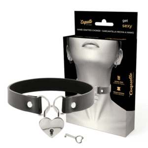COQUETTE – CHIC DESIRE COLAR DE COURO VEGANO COM ACESSÓRIO DE CORAO COM CHAVE