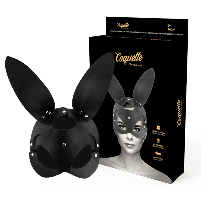 Ilhaerotica - COQUETTE CHIC DESIRE - MSCARA DE COURO VEGANO COM ORELHAS DE COELHO