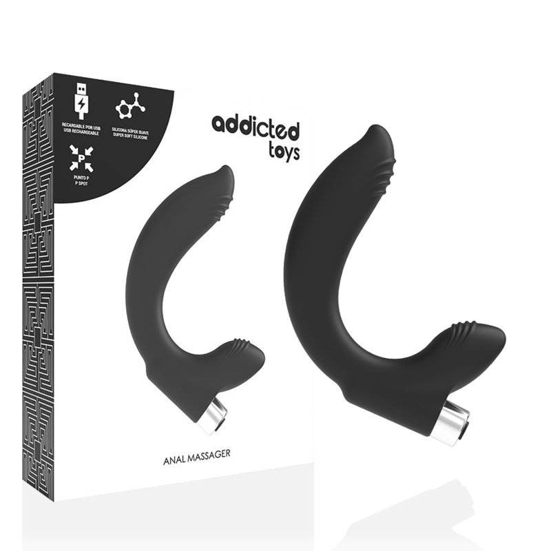 Ilhaerotica - ADDICTED TOYS - VIBRADOR PROSTTICO RECARREGVEL MODELO 7 - PRETO