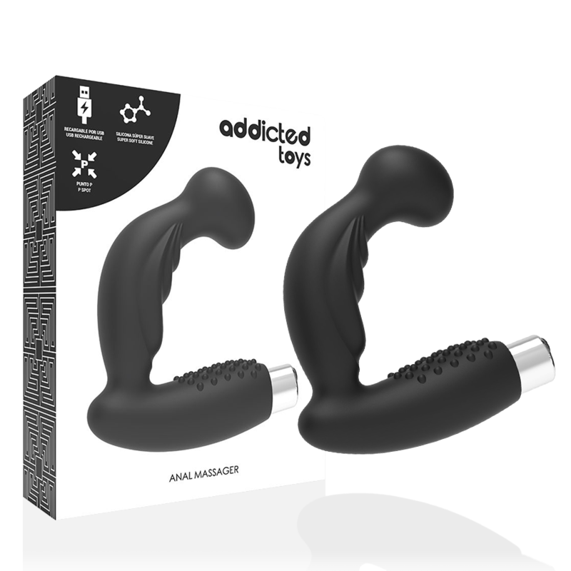 Ilhaerotica - ADDICTED TOYS -VIBRADOR PROSTTICO VIBRADOR RECARREGVEL- MODELO 3 - PRETO