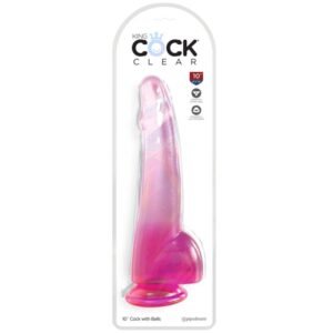 KING COCK – CLEAR DILDO COM TESTÍCULOS 19 CM ROSA
