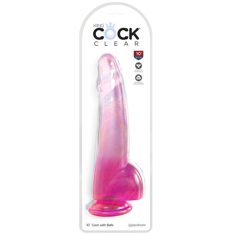 KING COCK - CLEAR DILDO COM TESTÍCULOS 19 CM ROSA - Image 2