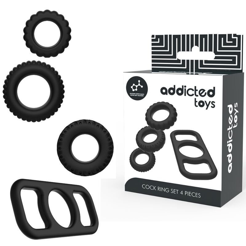 Ilhaerotica - ADDICTED TOYS - CONJUNTO DE ANÉIS DE GALO 4 PEAS