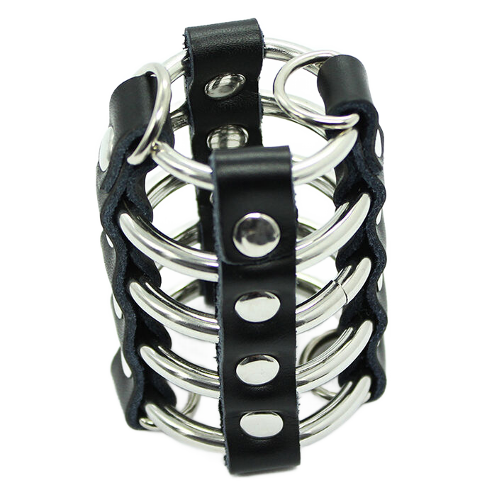 Ilhaerotica - OHMAMA FETISH - GAIOLA PARA PÊNIS COM ANÉIS DE METAL E ALAS DE COURO