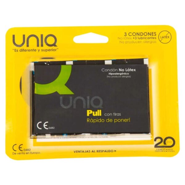 Ilhaerotica - UNIQ - PULL SEM LÁTEX PRESERVATIVOS COM TIRAS 3 UNIDADES