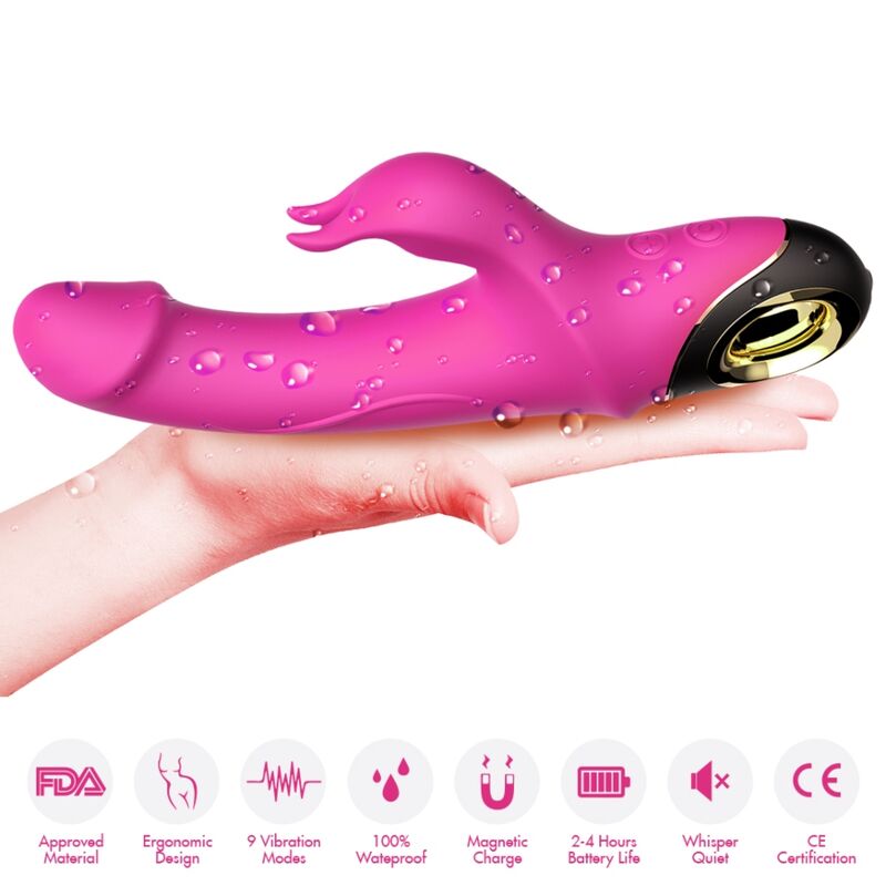 ARMONY - METEROR DILDO VIBRADOR COELHO ROTATOR FÚCSIA - Image 3