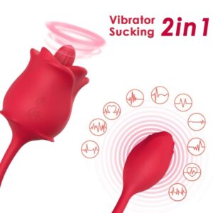 ARMONY – ESTIMULADOR DE SUCÇÃO E VIBRADOR 2 EM 1 ROSA 10 MODOS COM CAUDA VERMELHA
