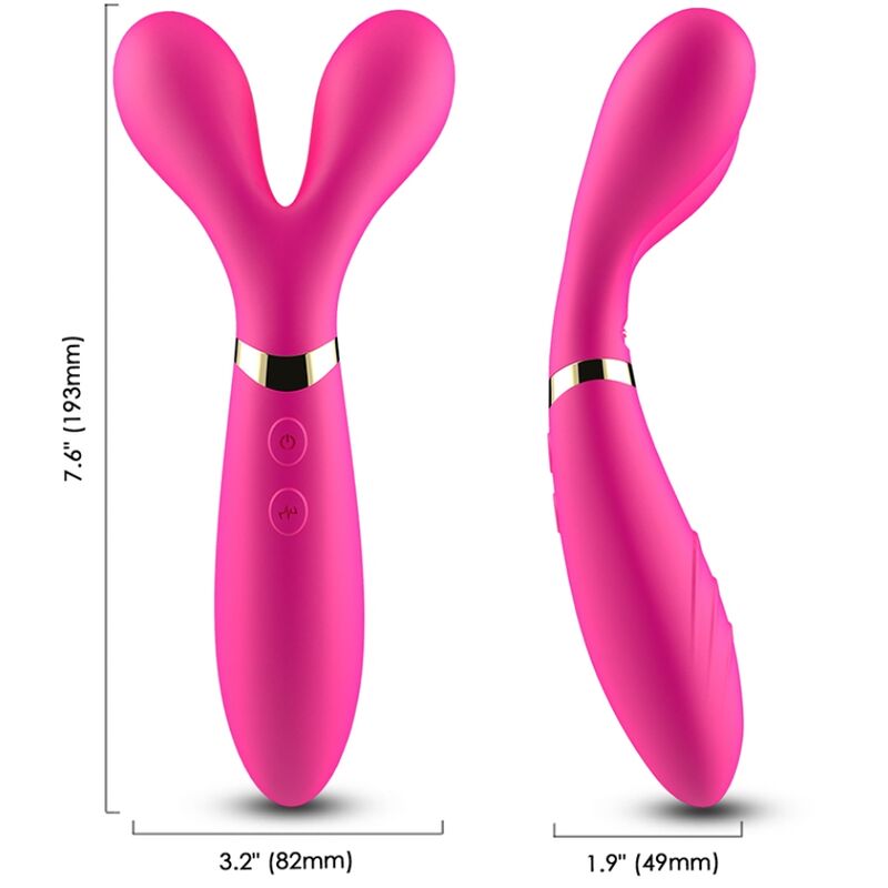 Ilhaerotica - ARMONY - MASSAGER Y-WAND E VIBRADOR CABEÇA DUPLA FÚCSIA