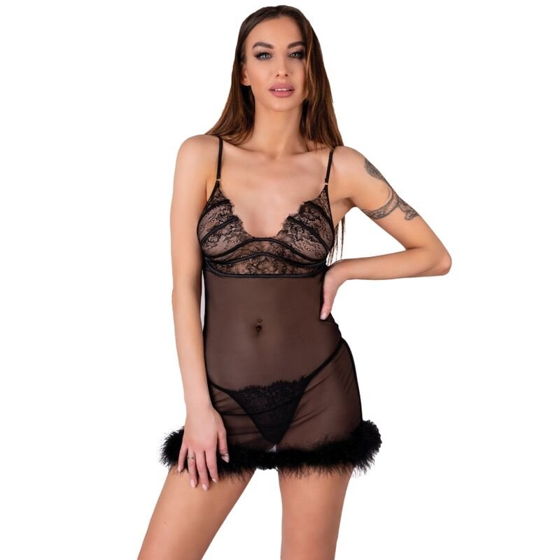 Ilhaerotica - LIVCO CORSETTI FASHION - CONJUNTO ZERUNAM BABYDOLL + TANGA PRETA