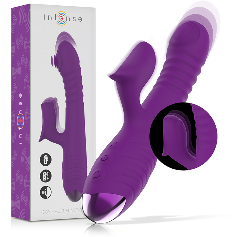INTENSE - VIBRADOR RECARREGVEL MULTIFUNO IGGY PARA CIMA E PARA BAIXO COM ESTIMULADOR CLITÓRICO ROXO - Image 2
