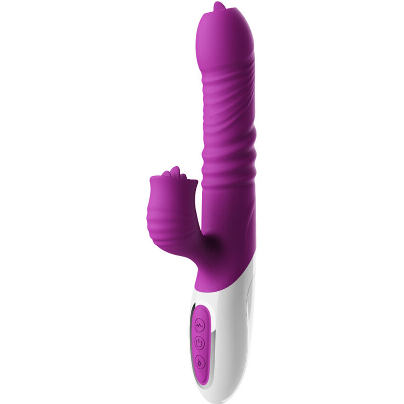 Ilhaerotica - ARMONY - VIBRADOR DE LÍNGUA DUPLA E EFEITO DE CALOR VIOLETA DE EMPURRO