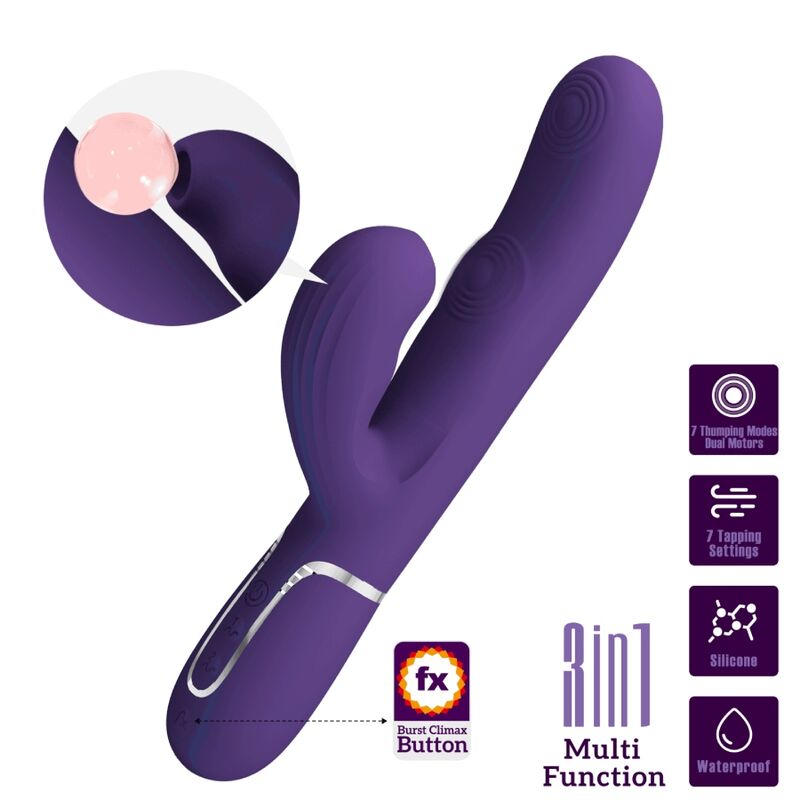 Ilhaerotica - PRETTY LOVE - PERLITA VIBRADOR G-SPOT 3 EM 1 MULTIFUNO ROXO