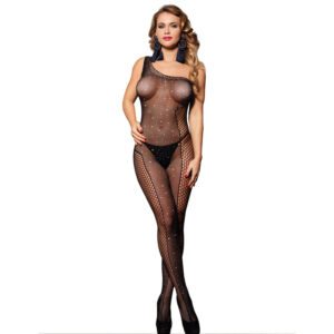 SUBBLIME – 952037 BODYSTOCKING DE ALTA COSTURA COM DIAMANTES PRETO TAMANHO ÚNICO