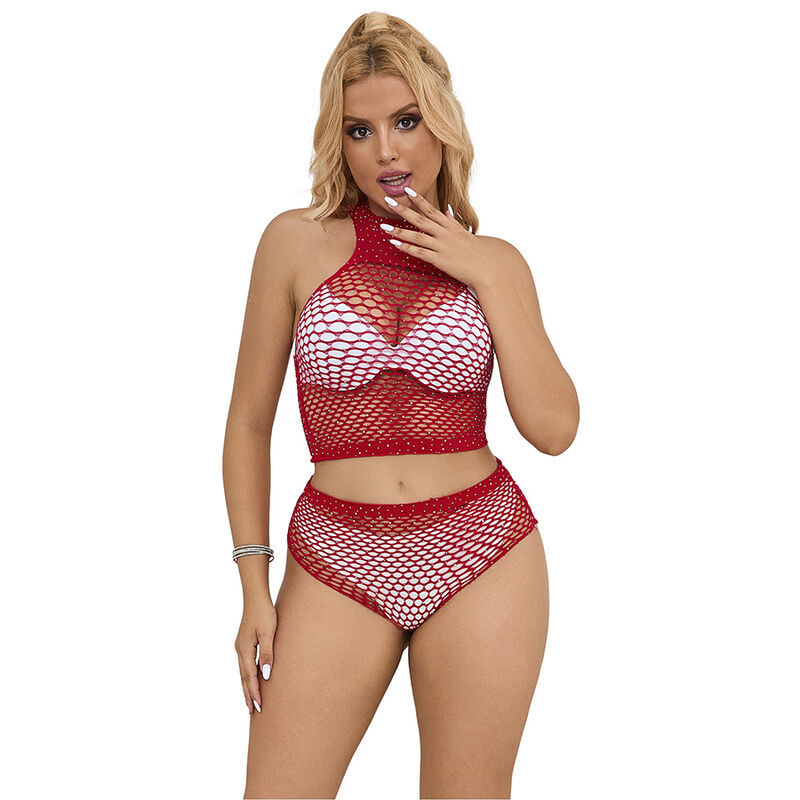 Ilhaerotica - SUBBLIME - 952402 FISHNET SET COM DIAMANTES ROSA TAMANHO ÚNICO