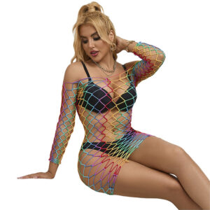 SUBBLIME – 952426 RAINBOW MANGA LONGA FISHNET VESTIDO TAMANHO ÚNICO