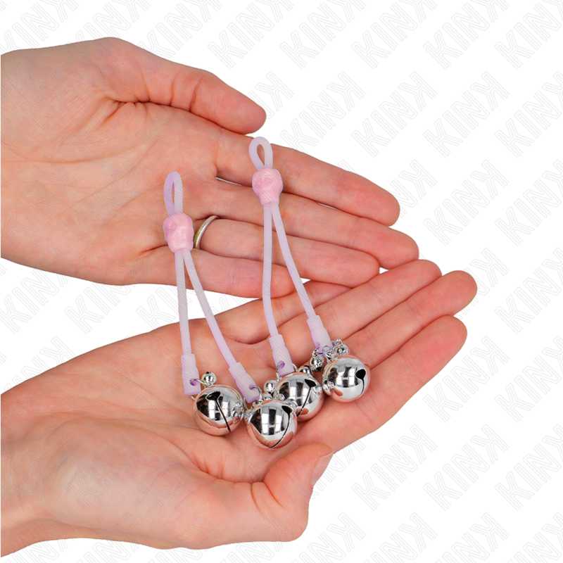 KINK - PINÇAS DE CRÂNIO LUMINOSAS COM ANEL SINOS AJUSTÁVEIS ROSA / PRATA - Image 3