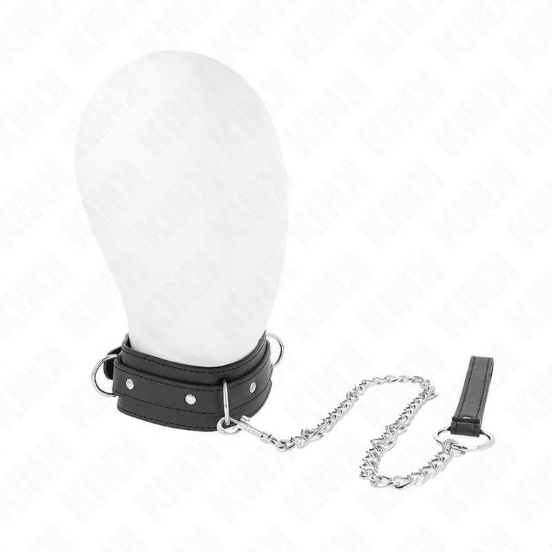 Ilhaerotica - KINK - COLAR COM TRELA 65 CM 3 ANÉIS MODELO 1 AJUSTÁVEL 38-49 CM X 5 CM