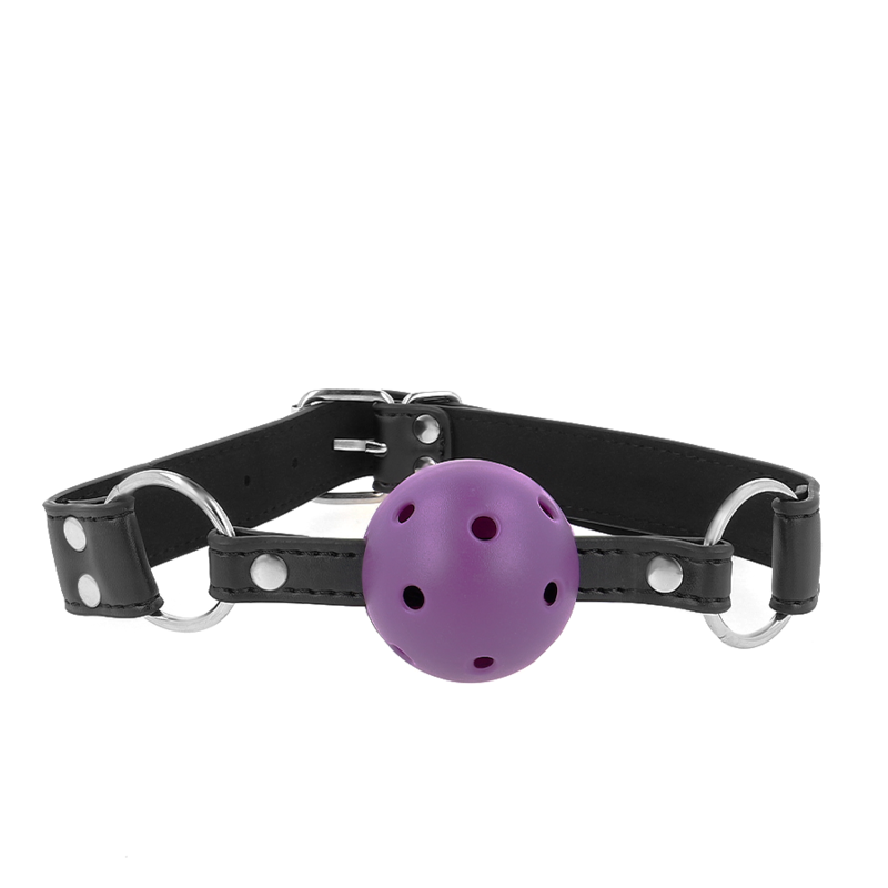 Ilhaerotica - KINK - BOLA RESPIRÁVEL 4 CM MORDAÇA COM REBITE DUPLO ROXO 62
