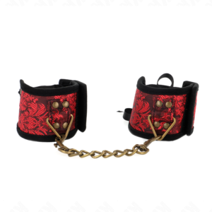 KINK – ALMOFADAS DE PULSO SCANDAL VERMELHO-PRETO DETALHES DE RENDA 24,5 CM X 6,5 CM