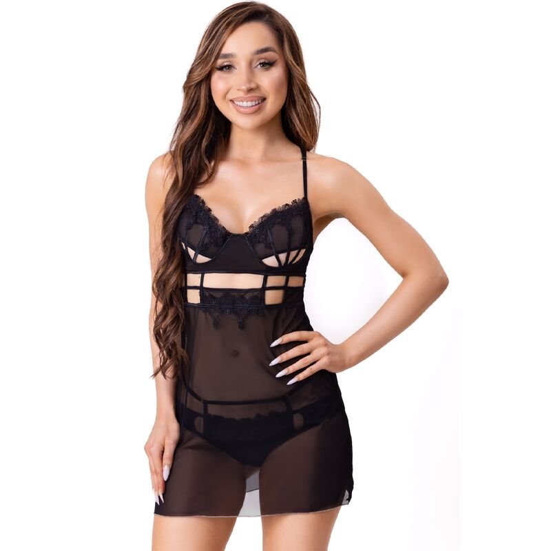 Ilhaerotica - LIVCO CORSETTI FASHION - MAIA 20247 BABYDOLL + TANGA PRETA S/M