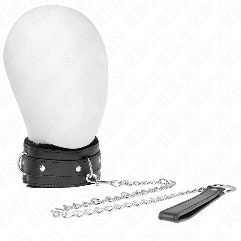 Ilhaerotica - KINK - COLAR COM TRELA 65 CM COM RESTRIÇÕES PRETO 36-42 CM X 5