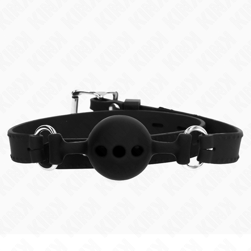 Ilhaerotica - KINK - MORDAÇA COMPLETA DE SILICONE 55 x 2 CM COM BOLA DE 4 CM TAMANHO S PRETO AJUSTÁVEL 35-51 CM