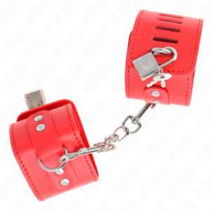 KINK – PUNHOS COM FECHO DE CADEADO VERMELHO AJUSTÁVEL 16-23 CM X 5,5 CM