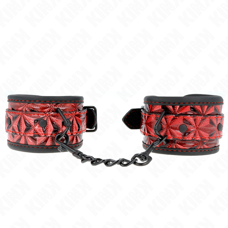 Ilhaerotica - KINK - PULSO PADRÃO DIAMANTE VERMELHO ESCURO AJUSTÁVEL 17-26 CM X 5