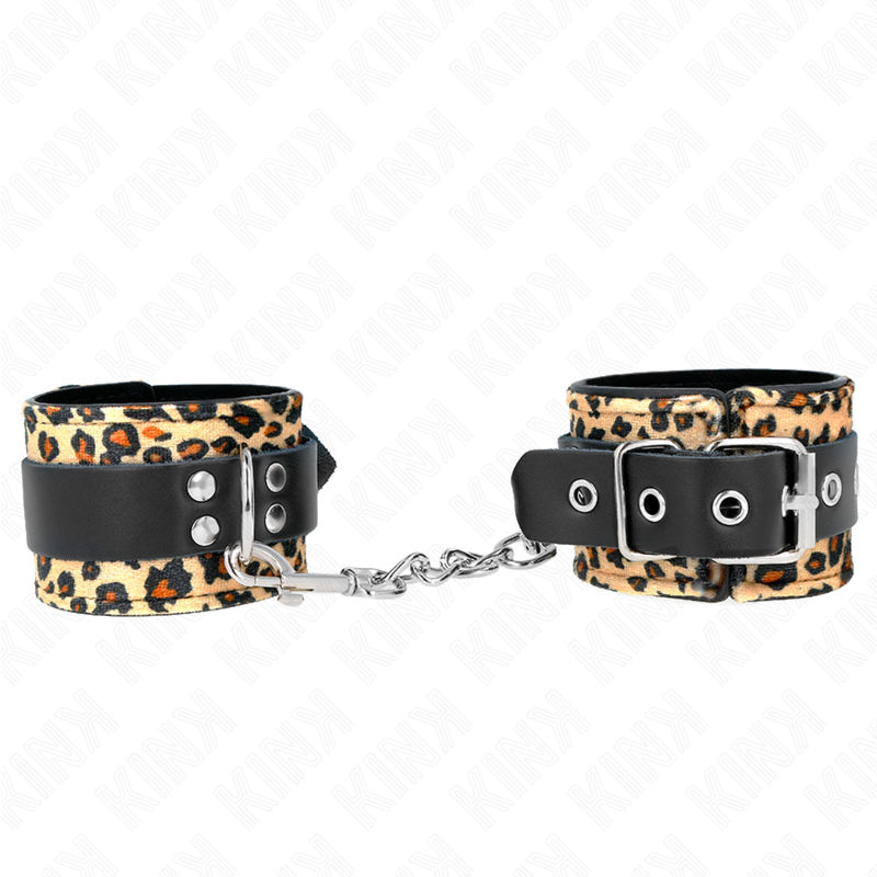 Ilhaerotica - KINK - RETENÇÃO DE PULSO DE COURO REAL LEOPARDO AJUSTÁVEL 18-29 CM X 5