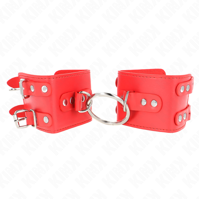 Ilhaerotica - KINK - PULSO FIXO COM ANEL E PREGOS AJUSTÁVEIS VERMELHO 17-22 CM X 6