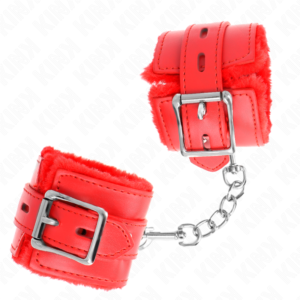 KINK – PULSO FORRO DE PELE COM FUROS QUADRADOS VERMELHO E CINTO VERMELHO AJUSTÁVEL 17-29 CM X 6 CM