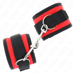KINK – RETENÇÕES DE PULSO NYLON BIND HOOK&LOOP VERMELHO-PRETO MODELO 2 AJUSTÁVEL 18-35 CM X 6 CM