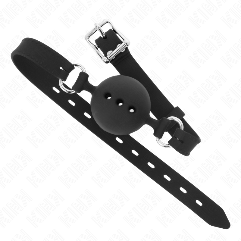 KINK - MORDAÇA COMPLETA DE SILICONE 55 x 2 CM COM BOLA DE 4,5 CM TAMANHO M PRETO AJUSTÁVEL 35-51 CM - Image 3