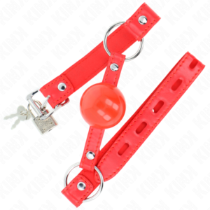 KINK – MORDAÇA BOLA TPE 4 CM COM FECHADURA ROJO 60 x 2 CM