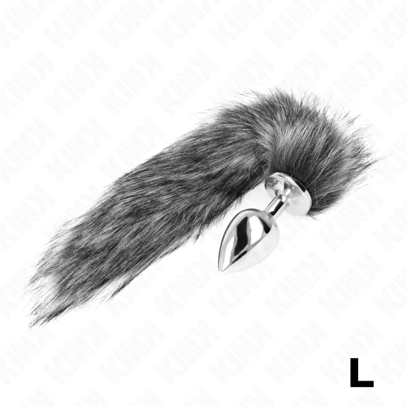Ilhaerotica - KINK - PLUG ANAL TAMANHO L 10 X 4 CM COM CAUDA SINTÉTICA 40 CM CINZA