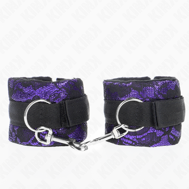 Ilhaerotica - KINK - PUNHOS DE RENDA DE VELUDO CURTO E BIND DE NYLON ROXO / PRETO 23 X 6