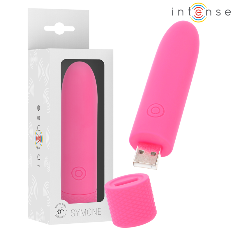 Ilhaerotica - INTENSE - SYMONE USB RECARREGÁVEL VIBRATÓRIA BULLET 8 VIBRAÇÕES ROSA 10 X 2