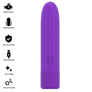 INTENSE – SYMONE  USB RECARREGÁVEL VIBRATÓRIA BULLET 8 VIBRAÇÕES ROXO 10 X 2,2 CM