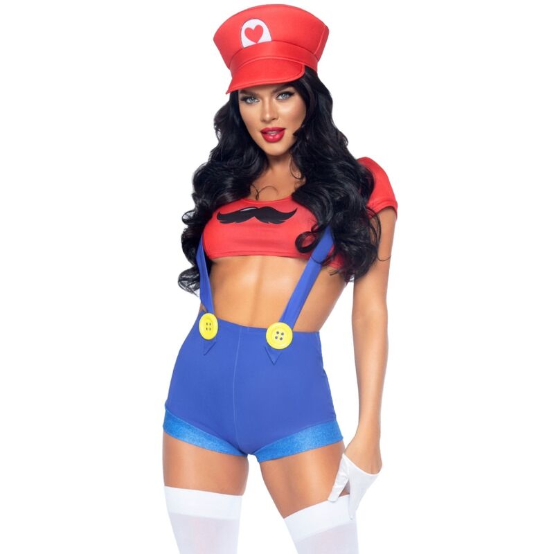 Ilhaerotica - LEG AVENUE - FANTASIA SEXY MARIO BROS VERMELHO/AZUL M