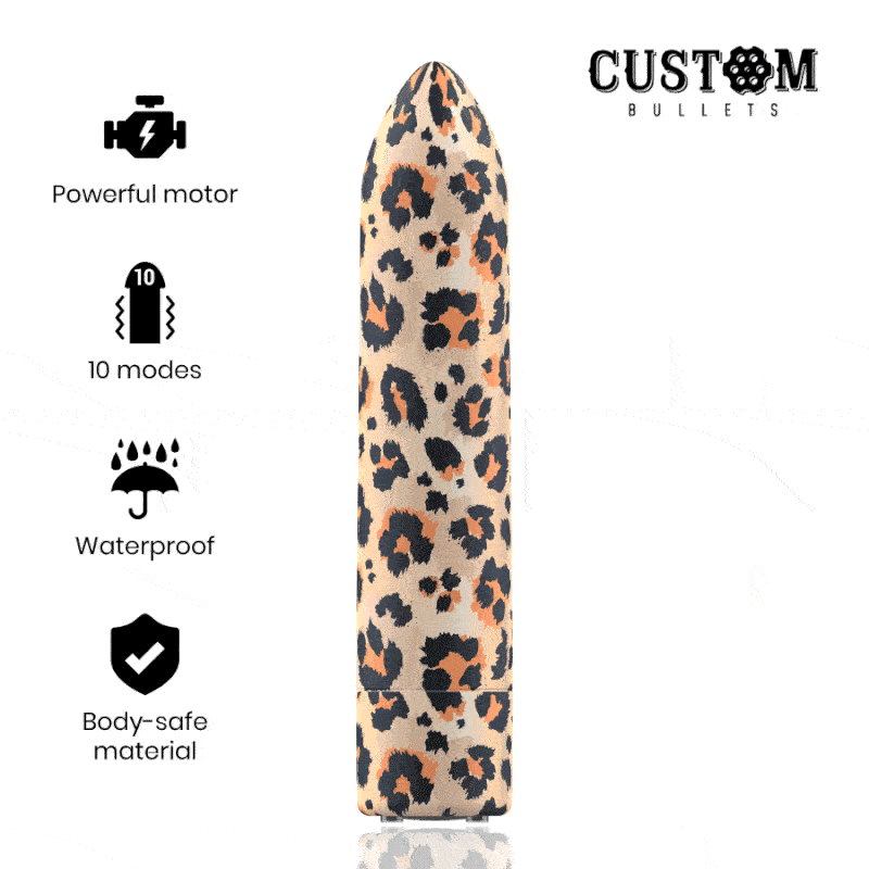 Ilhaerotica - CUSTOM BULLETS - BALAS PERSONALIZADAS BALAS RECARREGÁVEIS LEOPARDO 10 INTENSIDADES