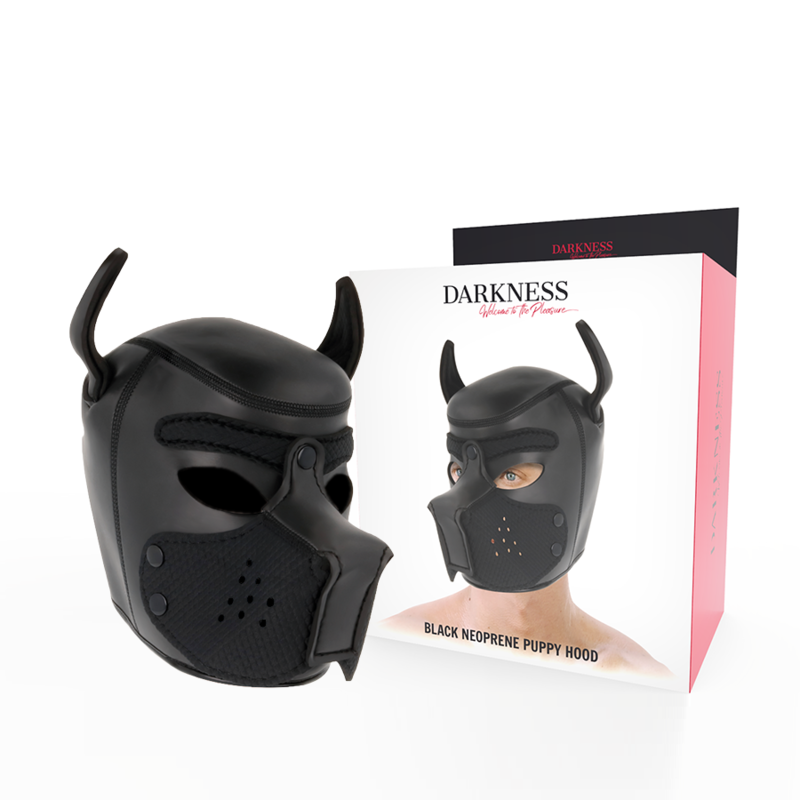 Ilhaerotica - DARKNESS - MSCARA DE NEOPRENE PARA CES COM FOCINHO REMOVÍVEL L