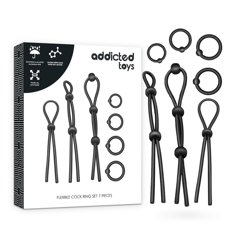 Ilhaerotica - ADDICTED TOYS - CONJUNTO DE ANÉIS PARA GALO DE SILICONE FLEXÍVEL 7 PEAS